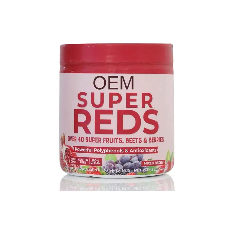 Hot Sale OEM Super Reds Energizing Polyphenol Superfood 48 Super Fruits and Berries, Powerful Antioxidants and Polyphenols