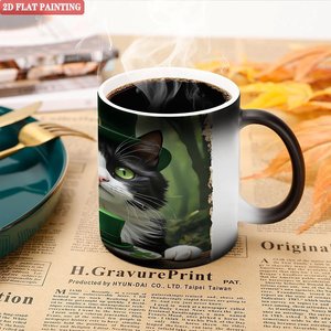 Mug en céramique noir givré 11oz, tasse à boire activée par la chaleur pour usage quotidien - Product Image 5