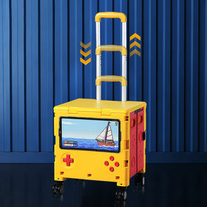Chariot de courses pliable design console de <span class=keywords><strong>jeu</strong></span> avec bouton réglable, blanc, jaune, rouge, avec bacs de rangement - Product Image 3