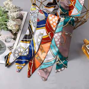 Pañuelo de Seda Largo en Ángulo I-0494, Cinta para Pañuelo, Cinturón Versátil, Lazo para Bolsa, Pañuelo Pequeño de Seda - Product Image 5