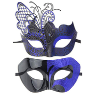 Masque de couple demi-visage en métal pour Halloween et Carnaval de Venise, réutilisable et tendance