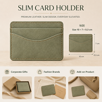 Portefeuille fin en cuir suédé vert olive avec poche avant incurvée, étui à cartes compact personnalisé vert olive, RFID en option