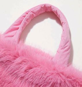 Custom Embroidery Logo Furry <b>Drawstring</b> Bag Fluffy Fleece Plush <b>Drawstring</b> <b>Backpack</b> Faux Fur Shoulder Bag - Product Image 4