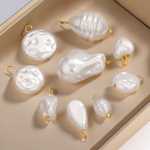 จี้ไข่มุกเทียมสไตล์บาโรก |   จี้ห่วงสแตนเลสเคลือบ PVD 18K สำหรับทำเครื่องประดับ DIY (สร้อยข้อมือ, สร้อยคอ, ต่างหู) - Product Image 2