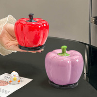 Vente en gros : Boîte de rangement porte-cure-dents en céramique de haute qualité, style Oriental Rock, pour table basse de salon, avec décorations colorées en forme de poivre