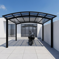 Cochera Modular de Aluminio para Exteriores, Diseño Moderno, Multi-Espacio, con Techo Arqueado, Personalización Profunda