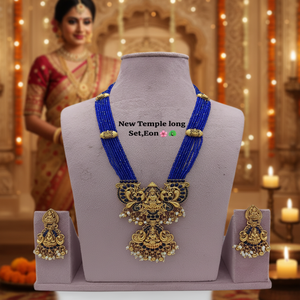 Buy Traditional Crystal Long Necklace Jewellery <b>Set</b> With Matching Earrings For Women And Girls By Exporters - Product Image 2