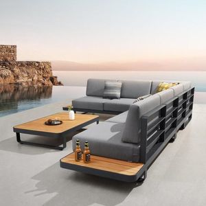 Haute qualité imperméable avec coussins <span class=keywords><strong>salon</strong></span> teck bois balcon <span class=keywords><strong>jardin</strong></span> patio hôtel sectionnel extérieur canapé - Product Image 1