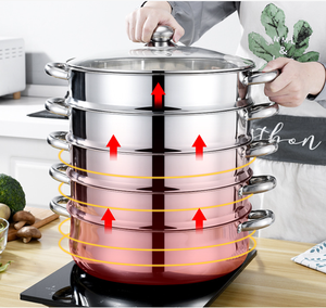 Cuiseur Vapeur Multifonction en Acier Inoxydable de 28 <span class=keywords><strong>cm</strong></span>, <span class=keywords><strong>Marmite</strong></span> à Soupe Ménagère, Batterie de Cuisine de Gros à 2/3/4/5 Couches - Product Image 5