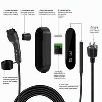 Chargeur EV portable 3,5 kW 16A GB T EVSE avec affichage numérique, prise simple, câble de 5 m, OEM ODM pour usage domestique