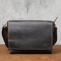 Sac de travail rétro en cuir imperméable fait à la main, sacoche de facteur pour ordinateur portable de 13 pouces