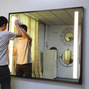 Espelho de banheiro com moldura de aço inoxidável escovado antiembaçante LED iluminado espelho inteligente - Product Image 4