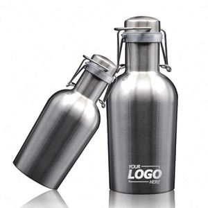 Growler à bière en acier inoxydable 2L - Bouteille isotherme à double paroi personnalisée 64oz pour un stockage parfait des boissons - Product Image 1