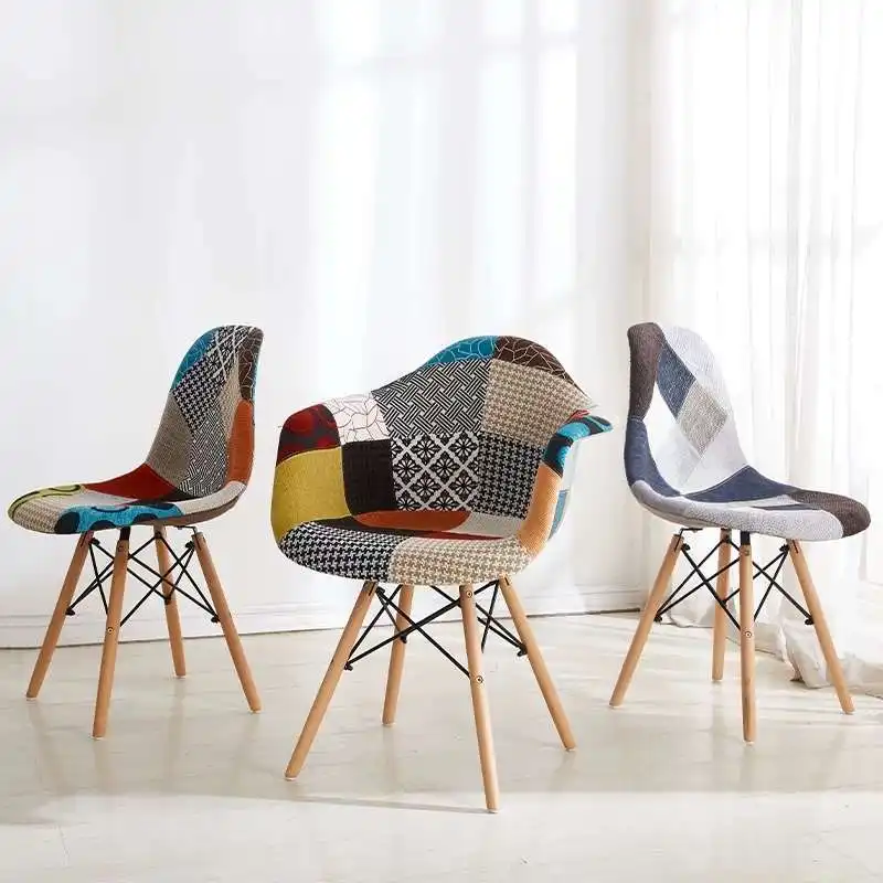Sillas modernas de ocio para el hogar, muebles para sala de estar, sillas de comedor con pata de madera Natural