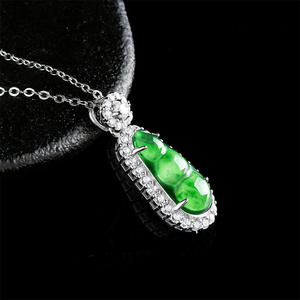 Pendentif haricot en jadéite naturelle verte, incrustation argent S925, accessoires de mode pour femmes, bijoux avec certificat d'évaluation D878 - Product Image 3