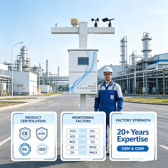 Eranntex TH-2000-AQI Micro Air Station SO2 NO2 O3 CO VOC NH3 NOx SOx PM2.5 PM10 with CE/ATEX Air Quality Monitoring System