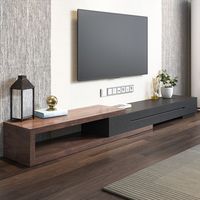 Haut de gamme moderne chambre et salon meuble TV noir Table basse combinaison panneau Style bois pour petits appartements