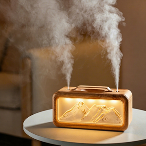 Snow Mountain Aroma <b>Diffuser</b> <b>Essential</b> <b>Oil</b> Humidifier with Realistic Flame Effect USB Ultrasonic Humidifier Home Christmas Gift - Product Image 1
