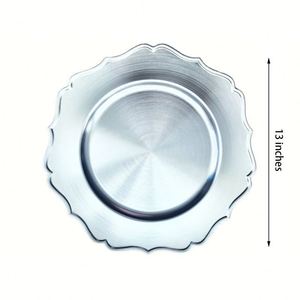 Assiette de Présentation Électroplaquée en PP Style Floral 33cm pour Mariage, Décoration de Table Or Argent - Product Image 5