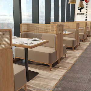 Kommerzielles hochwertiges Rattan Log Wood Booth Sofa für Restaurants und <span class=keywords><strong>Club</strong></span> Fast Food Cafe Restaurant Möbel Tischs tühle Set - Product Image 2
