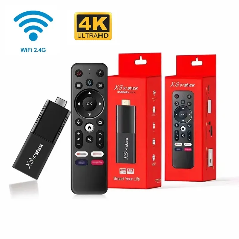 XS97 스마트 TV 스틱 2g 램 16g 램 음성 원격 4K 안드로이드 10.0 셋톱 박스 2.4G 5G 와이파이 TV 박스