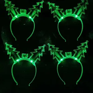 Diadema intermitente LED con asta de ciervo verde de Navidad 2020