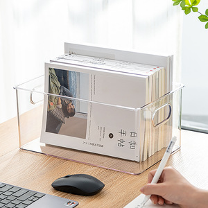 Acrylic Transparent Storage Box With Lid Stackable Rectangle <b>Desktop</b> Organizer For Books Toys Cosmetics Home Use - Product Image 5