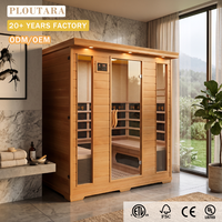 Sauna Interior Infrarroja PLOUTARA con Paneles Calefactores, Control Digital, Banco Esquinero y Puerta de Vidrio para Suministro de Marca Privada