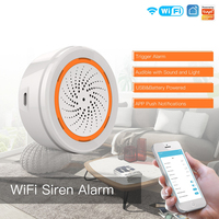 Sirène d'alarme intelligente Tuya WiFi pour extérieur, garage, maison, hôtel, voiture, avec application, minuterie, capteur sonore Zigbee, détecteur de mouvement, écran IPS, batterie USB