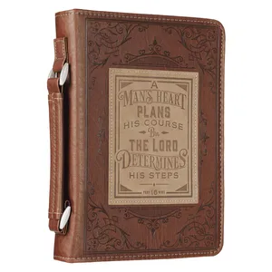 Bible Cover For Men Brown Faux Leather Men's Classic Bible Cover With Secure Zipper Closure Durable Scripture Bible Case
