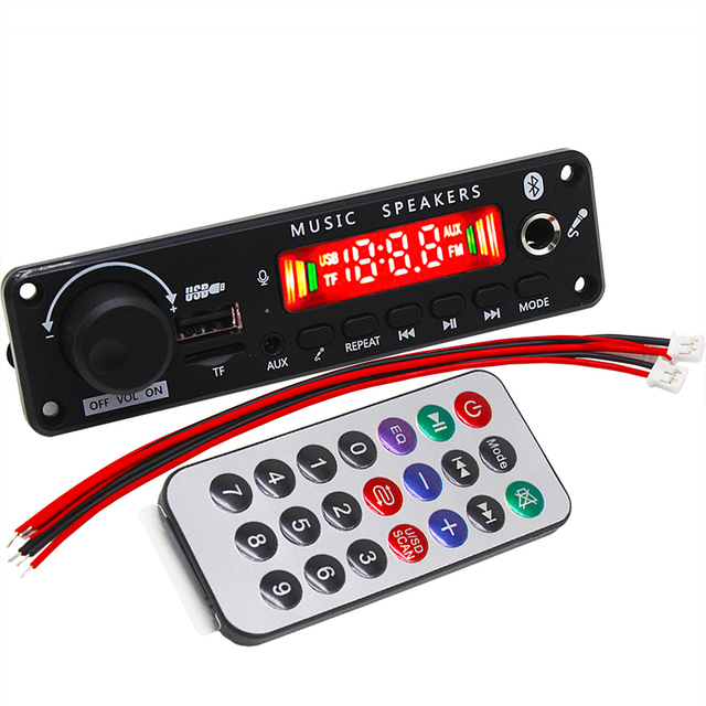 DC12V Bluetooth MP3 Audio Decoder Board DIY Power Amplifier Module 2*25W Color Screen Recording Call FM Radio-Audio Accessory