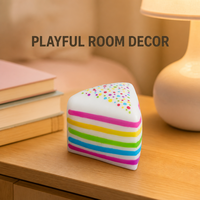 Lot de 3 balles anti-stress squishy en forme de tranches de gâteau arc-en-ciel, en mousse à remontée lente, avec confettis crème, cadeau de bureau pour les amateurs de desserts