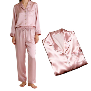 Coffret cadeau haut de gamme, ensemble pyjama en fibre de plantes Arundo donax et soie pour femmes, ensemble pyjama 2 pièces doux et délicat, pyjamas chinois en gros - Product Image 2
