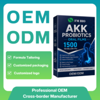 Films oraux probiotiques OEM Akkermansia Muciniphila AKK 150 milliards d'UFC à la menthe poivrée à dissolution rapide pour le soutien métabolique, Marque privée