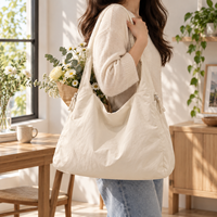 Sac fourre-tout Hobo en Taslon avec logo personnalisé en option, en stock, en tissu 280g, sac à bandoulière pour promotion de détail, approvisionnement en gros, OEM direct
