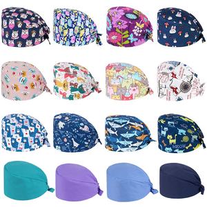 Nuevo Unisex gorro de algodón con estampado Floral absorbente para el sudor, botones, accesorios ajustables, gorros de <span class=keywords><strong>trabajo</strong></span> para salón de belleza, gorros - Product Image 3