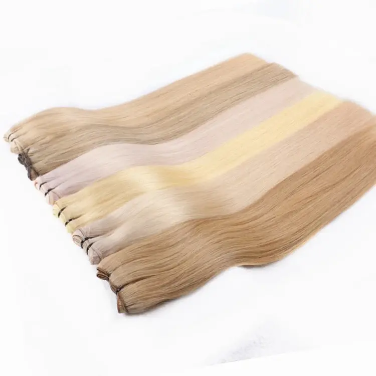 Wholesale Virgin European Remy Flat Weft Hair Extensions Double Drawn Flat Seamless Track Machine Weft Invisible Skin Weave Weft