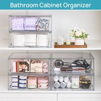Organizador de Cosméticos Transparente de PET de 12 Pulgadas, Caja de Almacenamiento de Escritorio Desmontable de Gran Capacidad, Caja de Maquillaje de Ensamblaje DIY