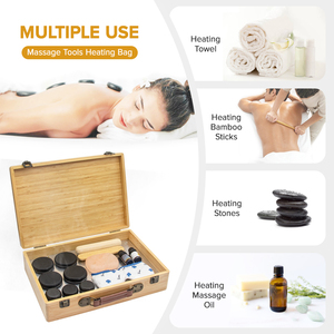 Massageproduct Elektronische Lichaamstherapie Spa Warmer Bamboe Doos Zwart Basalt Rock Hot Stone Verwarmingsdoos - Product Image 6