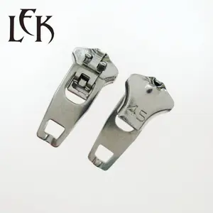 Custom high quality 4.5 # raw nickel 304 stainless steel zipper puller double lock zipper yg fastener sliders for jeans