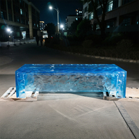 Lampe de table en résine bleue dégradée effet vague d'eau et craquelé, faite à la main, de luxe, moderne, écologique et durable, pour bureau et salle de thé