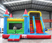 Commerciële natte/droge springkussencombinatie met glijbaan, opblaasbare springkasteel voor kinderen en volwassenen