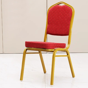 เก้าอี้นายพลหุ้มเบาะสีแดงโครงโลหะสำหรับโรงแรมร้านอาหาร - Product Image 3