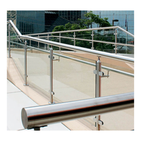 Poteau rond en acier inoxydable pour garde-corps en verre, design robuste avec base à bride et support de serrage pour verre