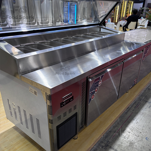 Table de préparation à plateau en marbre et en acier inoxydable <span class=keywords><strong>professionnel</strong></span> / Vitrine réfrigérée pour pizzas / <span class=keywords><strong>Comptoir</strong></span> <span class=keywords><strong>réfrigéré</strong></span> pour pizzas - Product Image 5