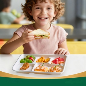 Compostable Disposable 2-Compartment <b>Trays</b> Sugarcane Bagasse Kraft Paper for Sushi Baby Food Potato Chips Free - Product Image 5