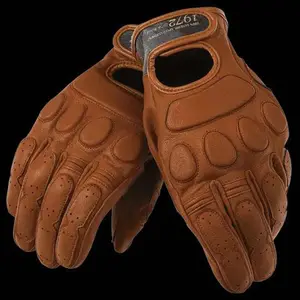 SLKE-guantes de cuero de piel de cabra para motorista, guantes de mano Clásicos, resistentes al desgaste, de color amarillo, para primavera y otoño