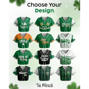 Personalized St Patrick's Day <b>Crop</b> Jersey Shirt Baseball Style Custom Irish Cute <b>Top</b> For Women Girls Summer Wear - Product Image 4