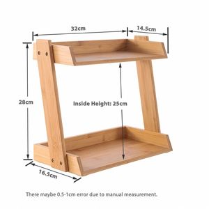 High Quality Bamboo Makeup Organizer 2 Layer Cosmetics Organizer Bathroom <b>Shelves</b> - Product Image 2