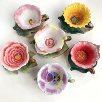 Tasse en céramique de fleur de jardin de printemps tasse à café lait tasse à thé soucoupe cuillère ensemble cadeau en céramique élégant tasse à thé et soucoupe ensemble